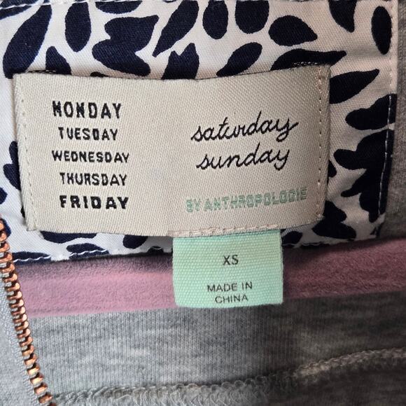 Anthropologie Saturday Sunday Gray Full Zip Bomber Sweater Ribbed Knit Jacket XS - Picture 3 of 8